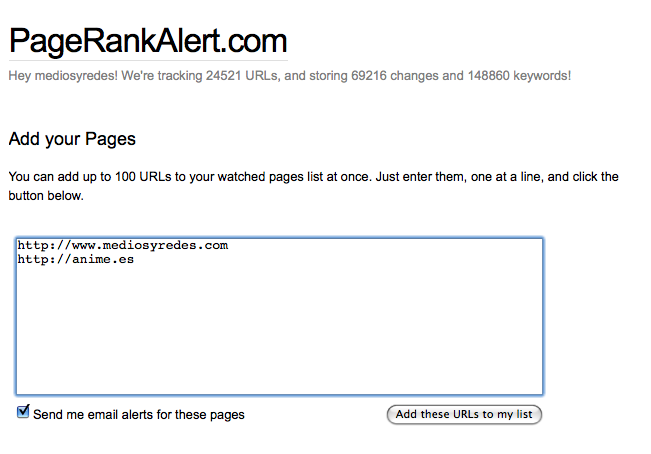 Alertas de Pagerank